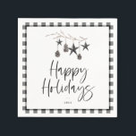 Servilleta De Papel Cosy Nature Holiday Party<br><div class="desc">Moderna y simplista naturaleza acogedora,  servilletas de papel de vacaciones. Rama acuarela adornada con pinecones y adornos decorativos de estrellas,  diseño de tipografía de moda con un borde de estampado a la moda.</div>