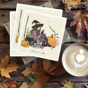 Servilleta De Papel Cosy Witch Vibes Halloween Pumpkins Purple