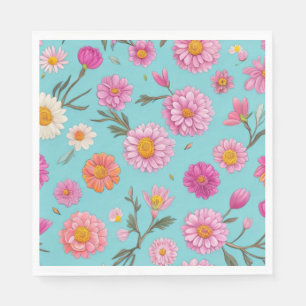 Servilleta De Papel Cottage core floral margaritas blancas flores rosa