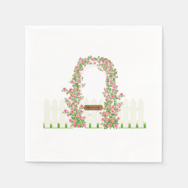 Servilleta De Papel Cottage Garden Floral Arch & White Fence Custom 