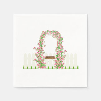Servilleta De Papel Cottage Garden Floral Arch & White Fence Custom 