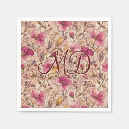 Servilleta De Papel Cottagecore floral rosa Grandmillennial