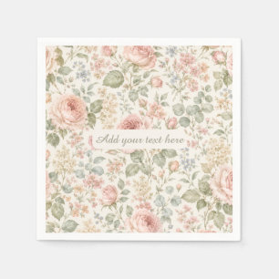 Servilleta De Papel Cottagecore Rosa Polvorienta Verde Salvia Floral J