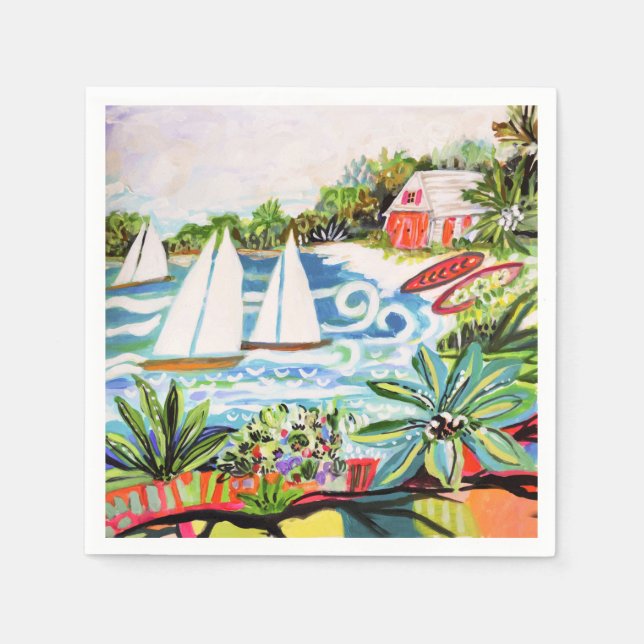 Servilleta De Papel Cottaje Rojo de la Bahía II (Anverso)