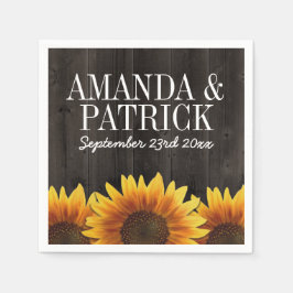 Servilleta De Papel Country Barn Wood + Rustic Sunflower Boda