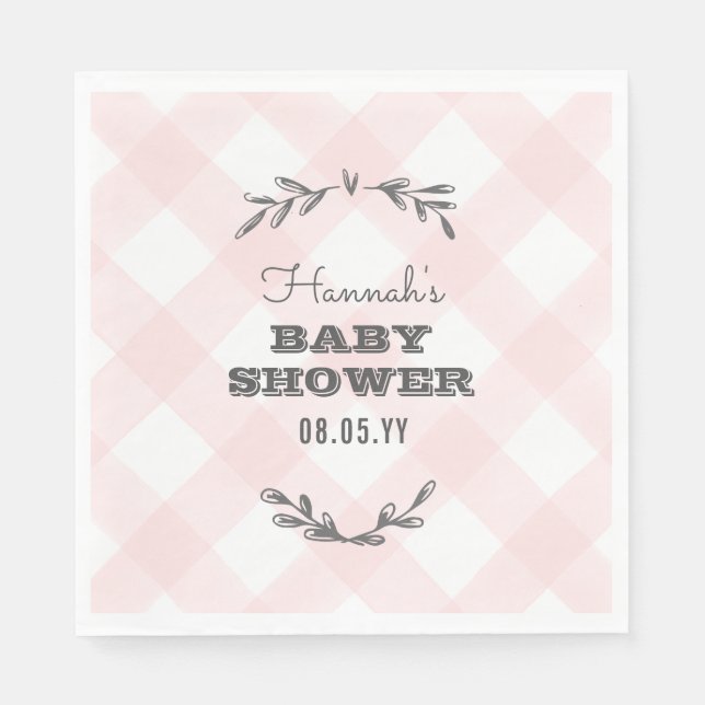 Servilleta De Papel Country Gingham Baby Shower (Anverso)