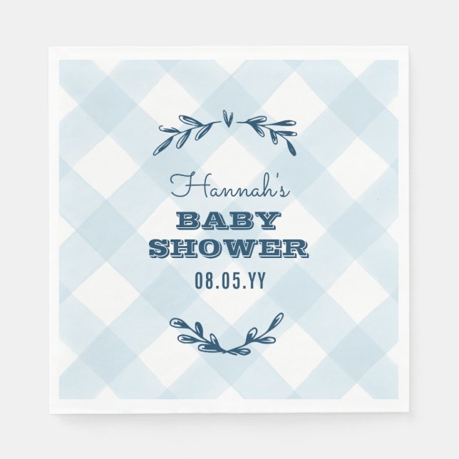 Servilleta De Papel Country Gingham Baby Shower (Anverso)