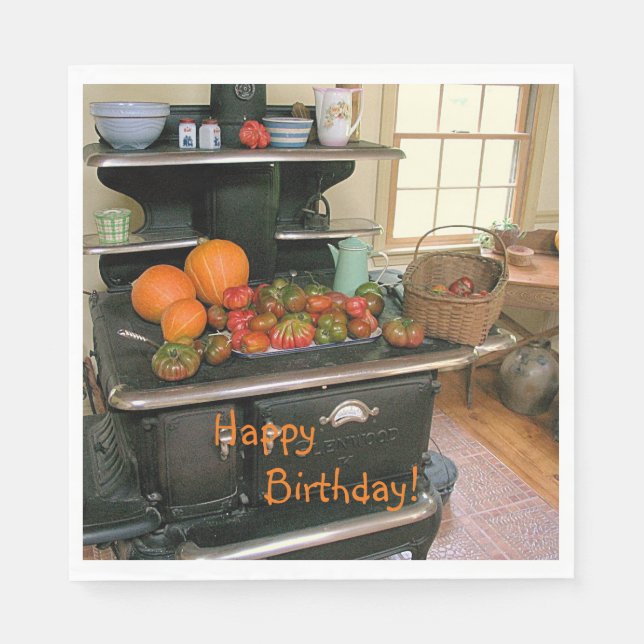Servilleta De Papel Country Harvest Cookstove Cumpleaños (Anverso)