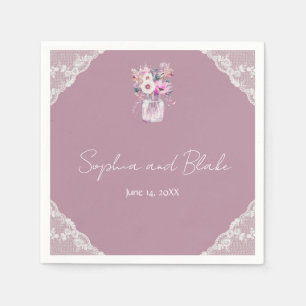 Servilleta De Papel Country Lace Mason Jar Boda Rosa