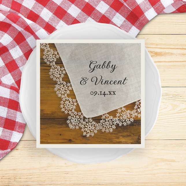 Servilleta De Papel Country Lace y Barn Wood Boda (Subido por el creador)