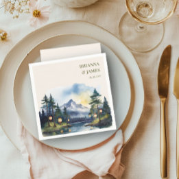 Servilleta De Papel Country Lake Twilight Forest Mountain Boda