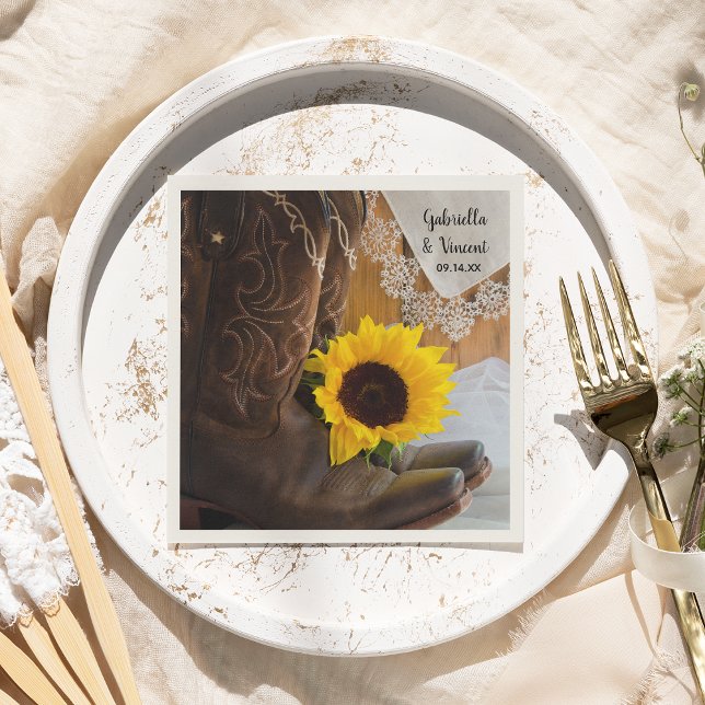 Servilleta De Papel Country Sunflower and Lace Western Boda (Subido por el creador)