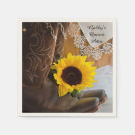 Servilleta De Papel Country Sunflower and Lace Western Quinceañera