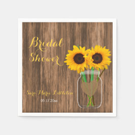 Servilleta De Papel Country Sunflower Mason Jar Bridal Shower