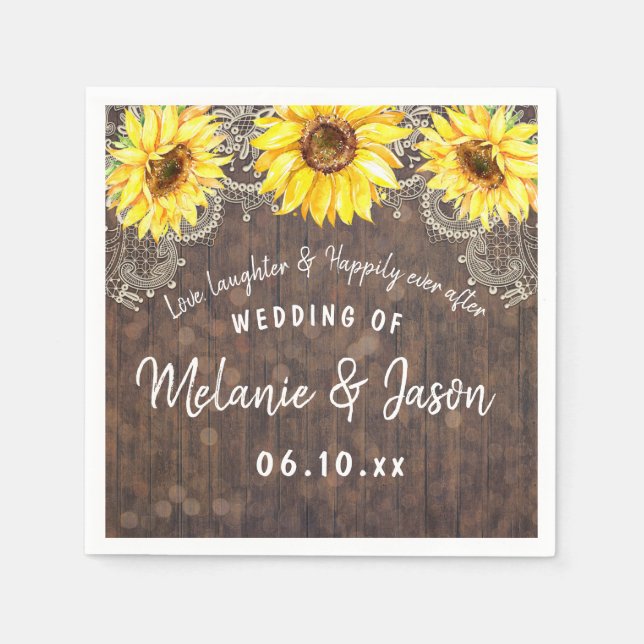 Servilleta De Papel Country Sunflowers Boda Napkins Bridal Shower (Anverso)