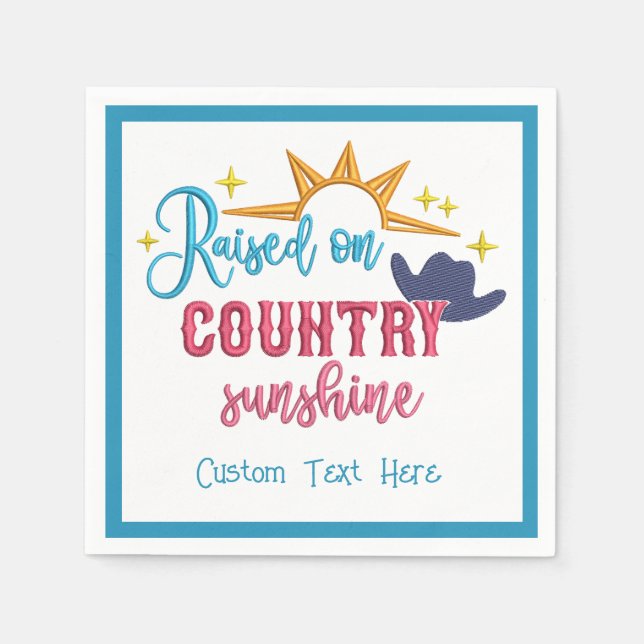 Servilleta De Papel Country Sunshine cita Gorra de Cowboy occidental (Anverso)