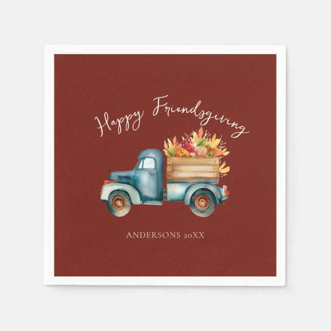 Servilleta De Papel Country Truck Friendsgiving  (Anverso)