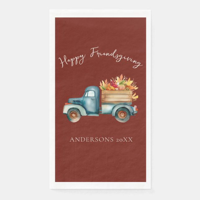 Servilleta De Papel Country Truck Friendsgiving  (Anverso)