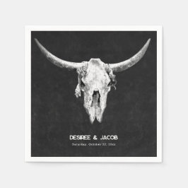 Servilleta De Papel Country Western Black And White Bull Skull