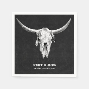 Servilleta De Papel Country Western Black And White Bull Skull