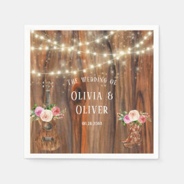 Servilleta De Papel Country Western Wood Lights Violin Boda