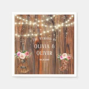 Servilleta De Papel Country Western Wood Lights Violin Boda