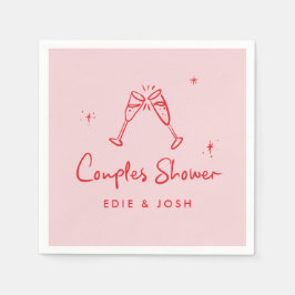 Servilleta De Papel Couples shower modern pink red elegant handwritten