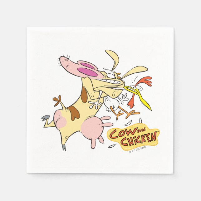 Servilleta De Papel Cow and Chicken Hug Graphic (Anverso)