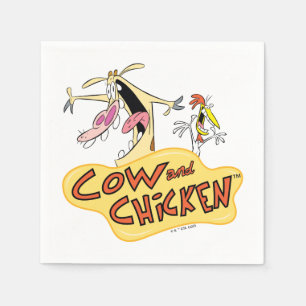 Servilleta De Papel Cow and Chicken Logo Graphic
