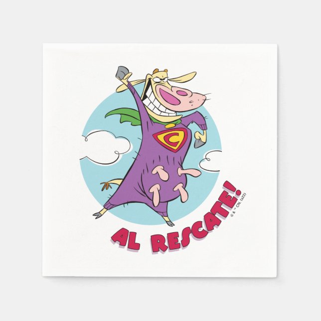 Servilleta De Papel Cow and Chicken Super Cow Al Rescate! (Anverso)