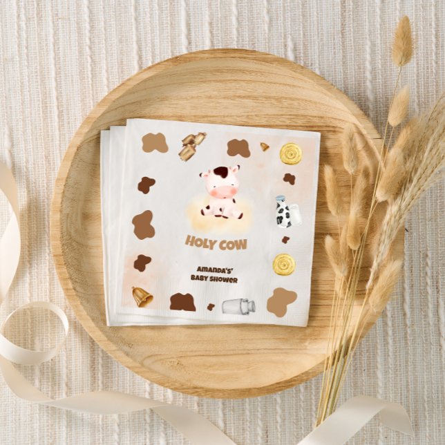 Servilleta De Papel Cow Boho Baby Shower Neutral (Subido por el creador)