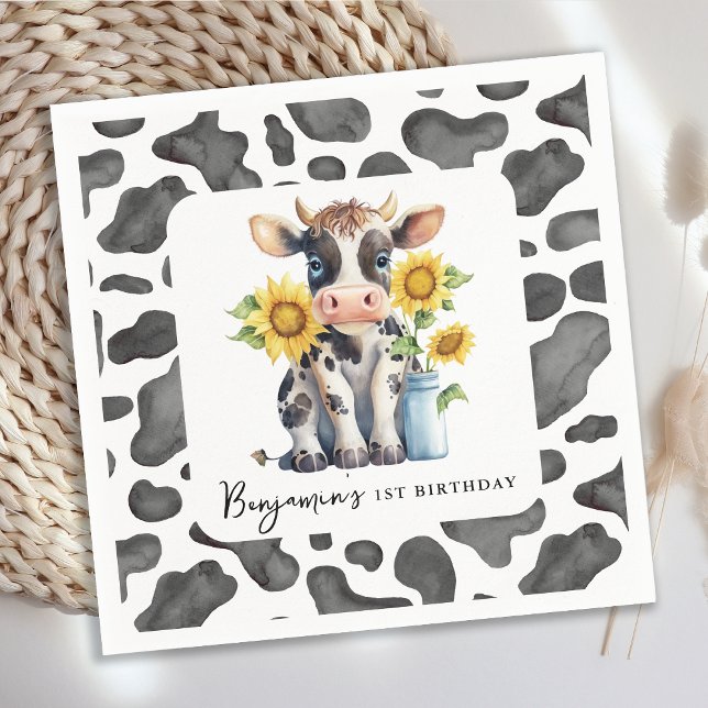 Servilleta De Papel Cow Cow Sunflower Moderno Granja Animal 1º cumplea (Subido por el creador)