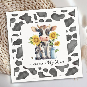 Servilleta De Papel Cow Cow Sunflowers Granja Animal Calf Baby Shower