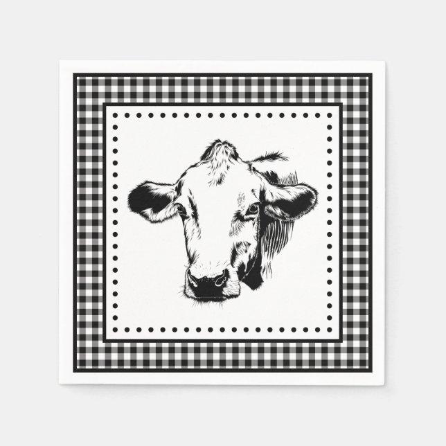 Servilleta De Papel Cow Gingham Farmhouse (Anverso)
