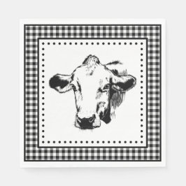 Servilleta De Papel Cow Gingham Farmhouse