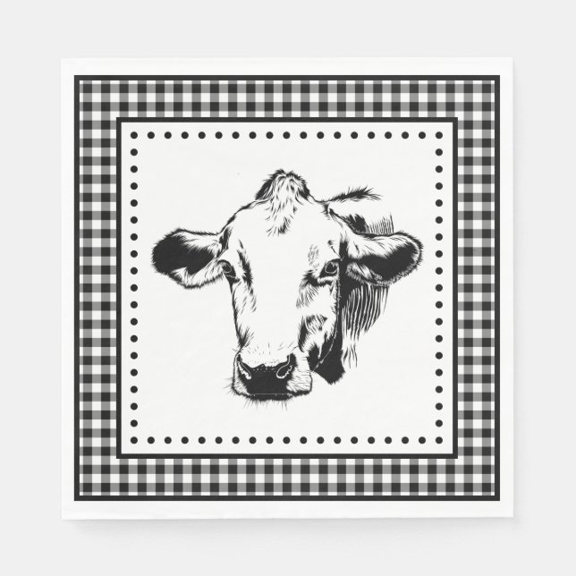 Servilleta De Papel Cow Gingham Farmhouse (Anverso)