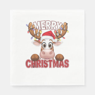 Servilleta De Papel Cow Peek-a-Boo Feliz Navidad