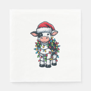 Servilleta De Papel Cow Xmas Outfit Cute Santa Cow