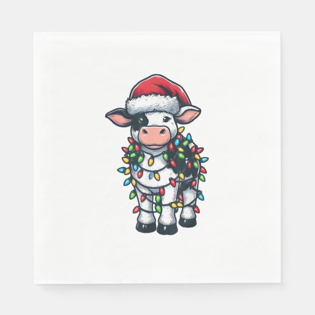 Servilleta De Papel Cow Xmas Outfit Cute Santa Cow (Anverso)