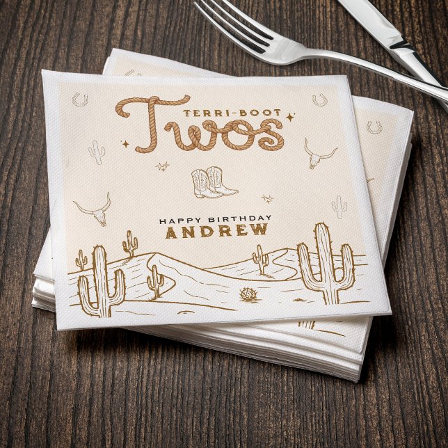 Servilleta De Papel Cowboy 2nd Birthday Party Terri-Boot Twos Western (Cowboy 2nd Birthday Party Terri-Boot Twos Western Napkins
)