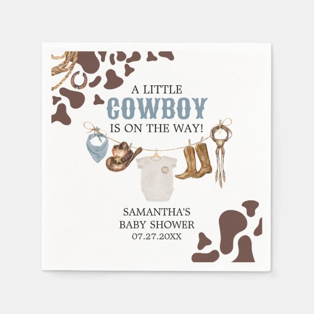 Servilleta De Papel Cowboy Baby Shower (Anverso)