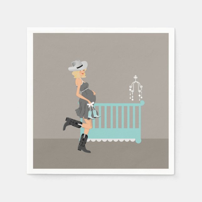 Servilleta De Papel Cowboy Baby Shower -Blonde - Country Western Theme (Anverso)