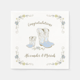 Servilleta De Papel Cowboy Baby Shower Country Western Blue Boy