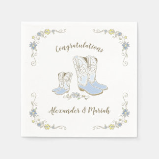 Servilleta De Papel Cowboy Baby Shower Country Western Blue Boy
