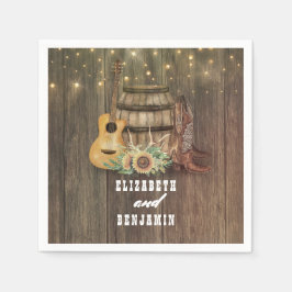 Servilleta De Papel Cowboy Boots and Sunflowers Wino Barrel