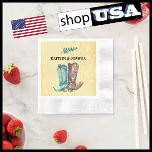 Servilleta De Papel Cowboy Boots Boda 🤠 un monograma occidental ruso