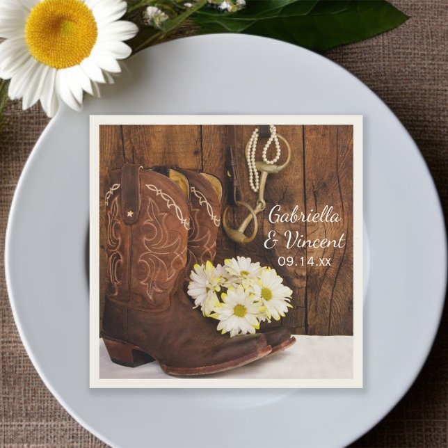 Servilleta De Papel Cowboy Boots Daisies Horse Bit Western Boda (Subido por el creador)