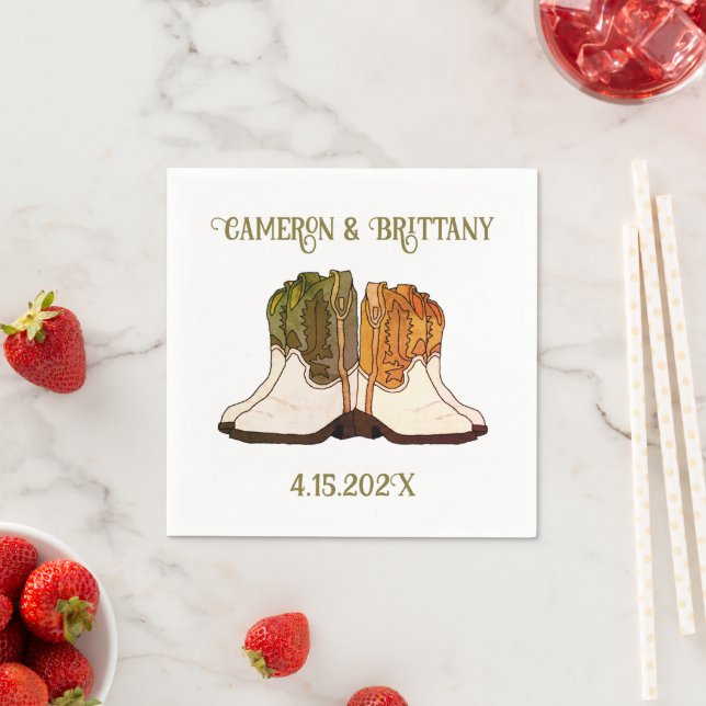 Servilleta De Papel Cowboy Boots Ilustras Napkins Boda (In situ)