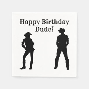 Servilleta De Papel Cowboy Cowgirl Happy Birday Dude