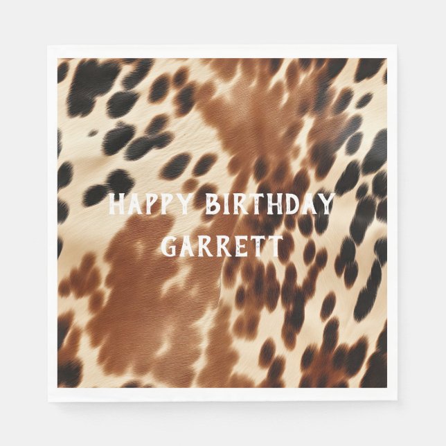Servilleta De Papel Cowboy Cream Brown Black Piel de vaca (Anverso)